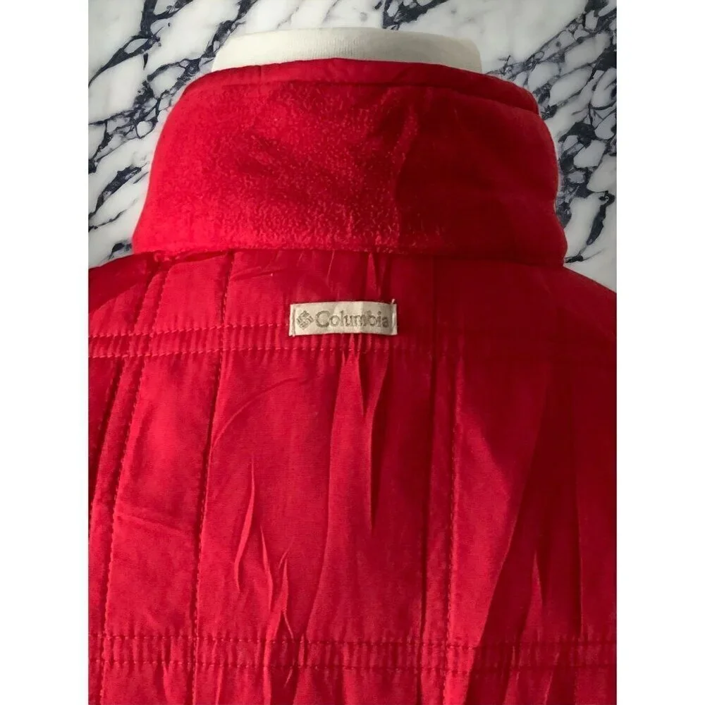 Columbia solid red sleeveless quilted fleece lined zip front vest ladies Small - Picture 4 of 7